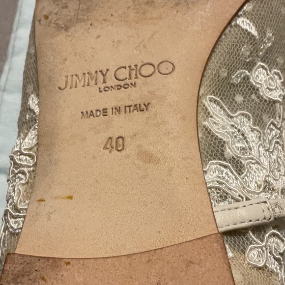 Jimmy Choo Beige Embellished Flats - Picture 5 of 6